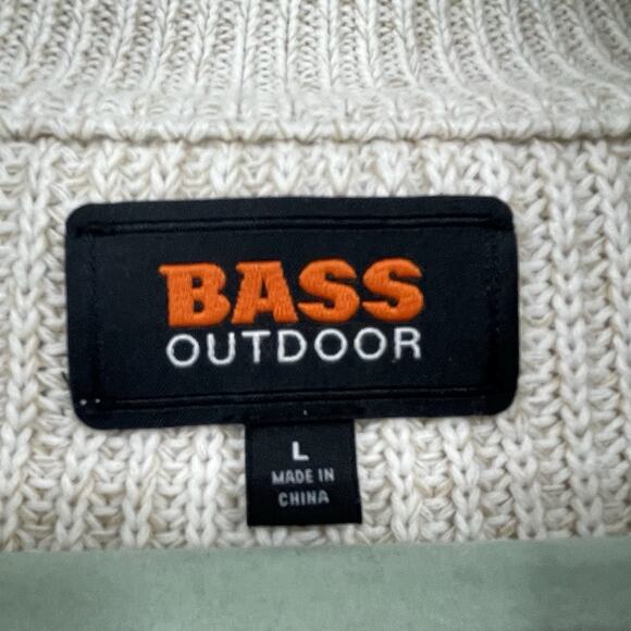 $99 MSRP Bass Outdoor Size L Mens Cardigan Sweater Ribbed Elbow Patches Zip Up - Picture 5 of 9
